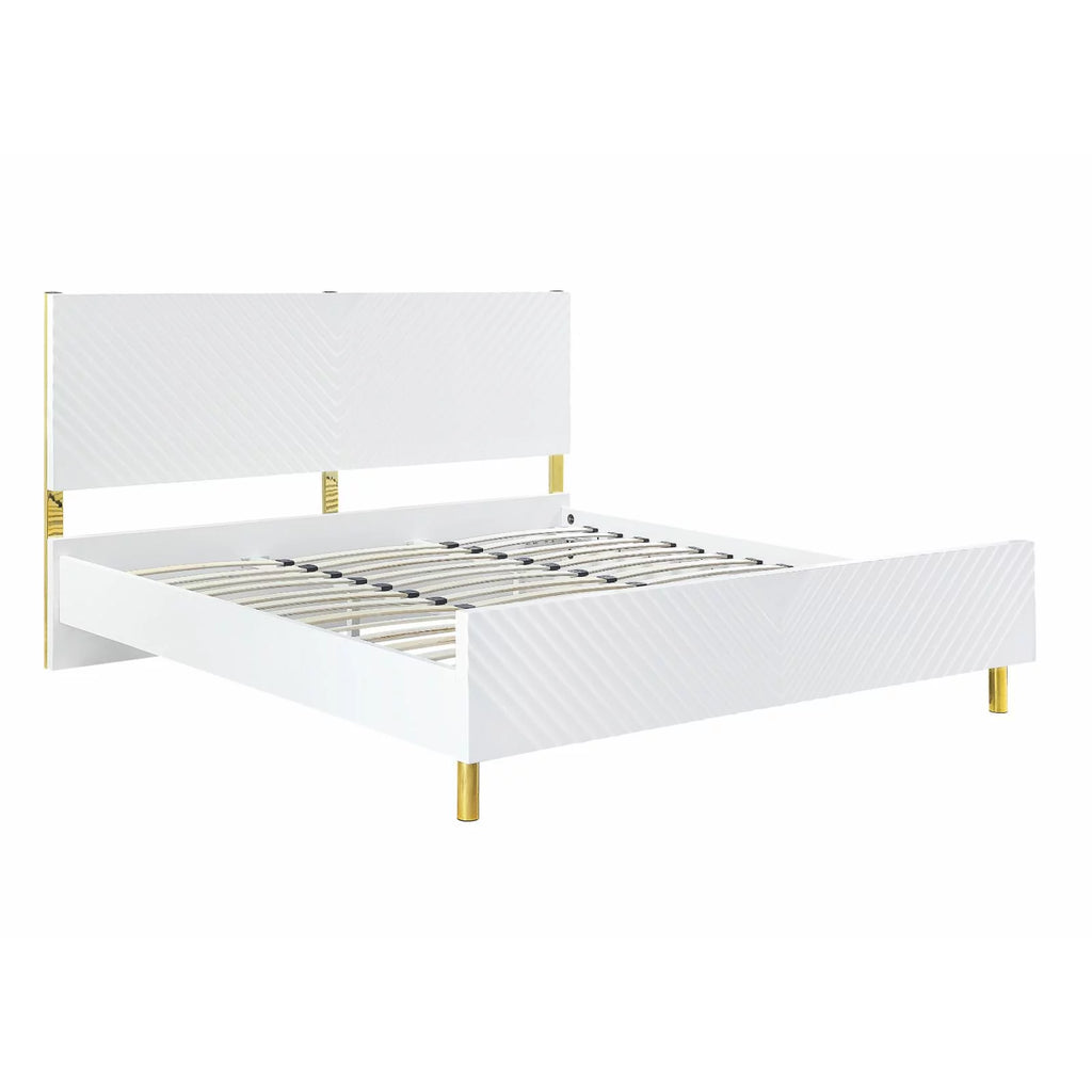 Queen Bed White High Gloss Finish X8681