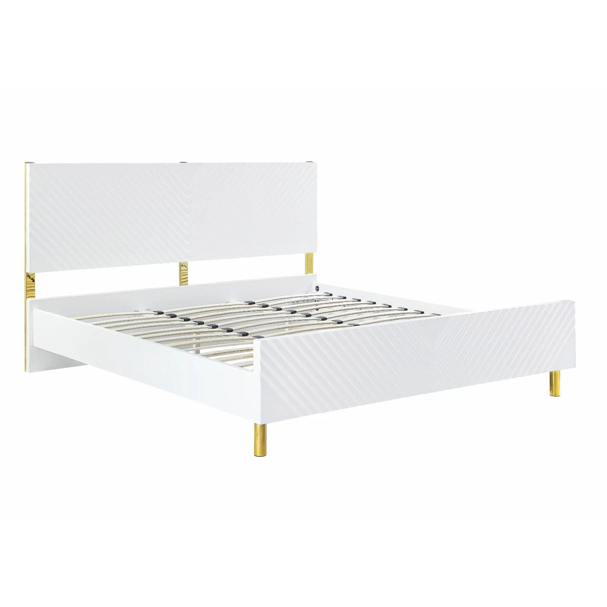 Queen Bed White High Gloss Finish X8681