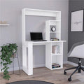 White Writing Computer Desk with Storage Shelves & Hutch U2202