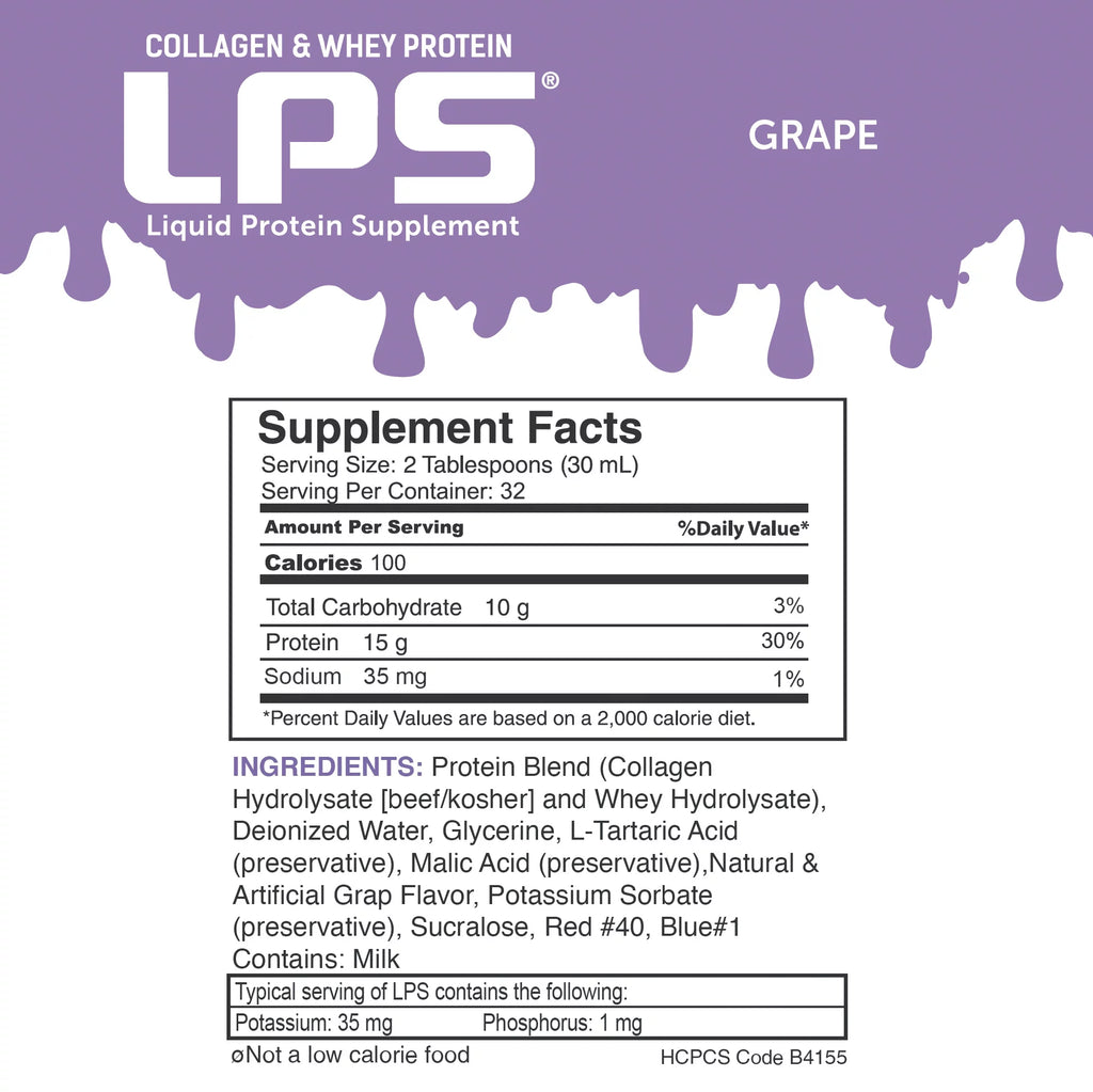 Sugar-Free Collagen & Whey Liquid Protein Supplement, Grape Flavor Z359