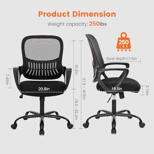 Black Ergonomic Mid-Back Mesh Swivel Office Chair Z3257