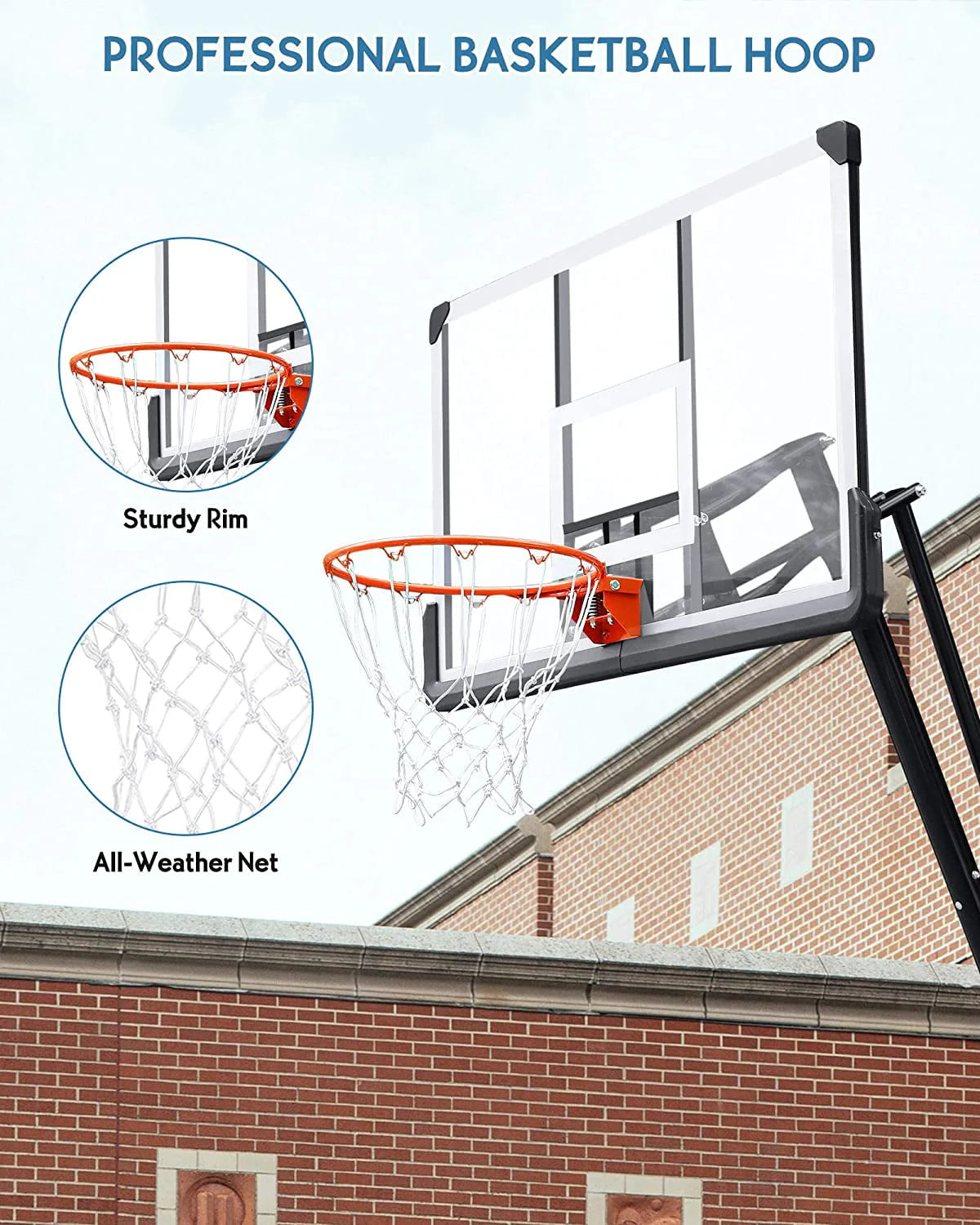 Portable Basketball Hoop with 7.5-10 Ft Adjustable Height J7981
