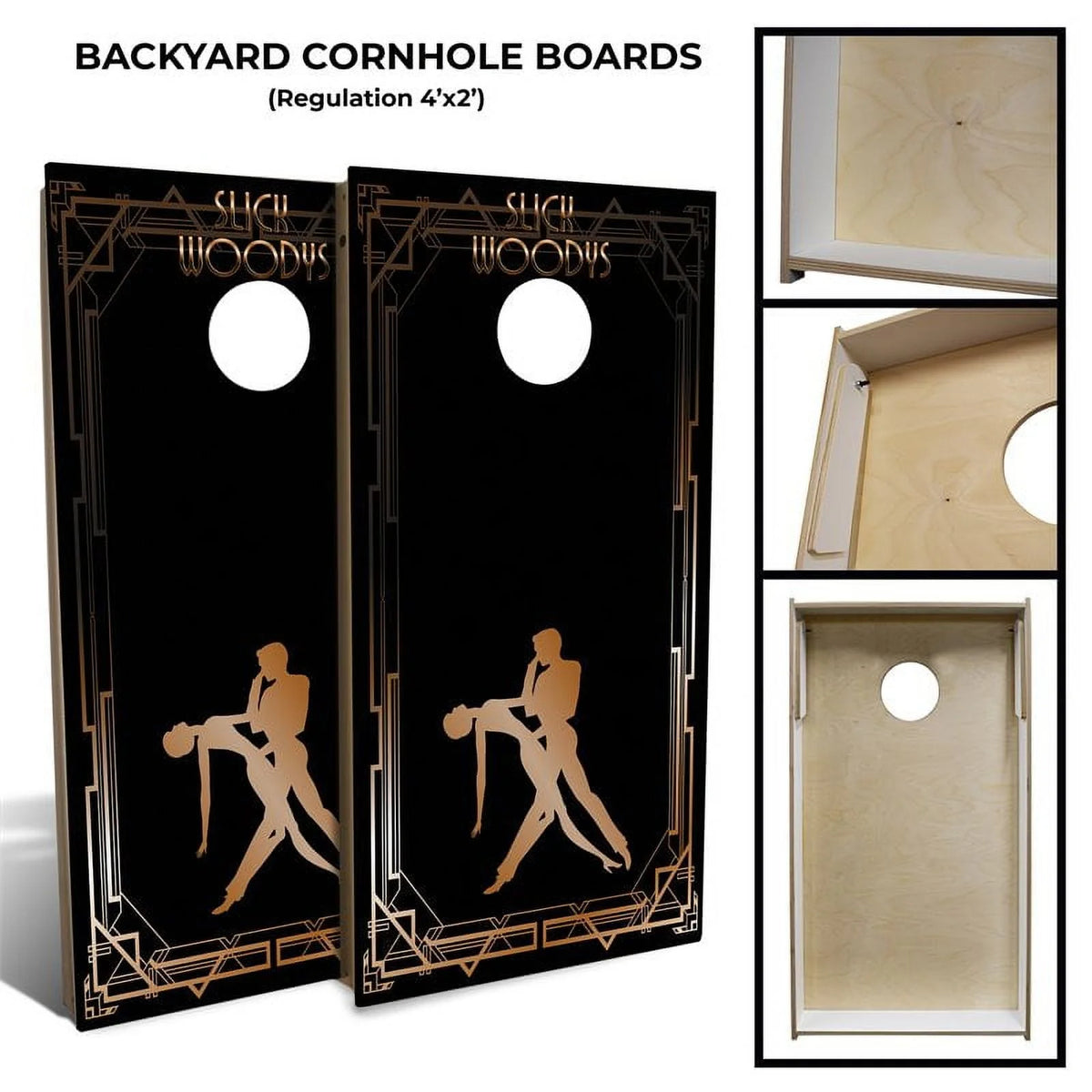 Black Cornhole Board Set with 8 Bags E569