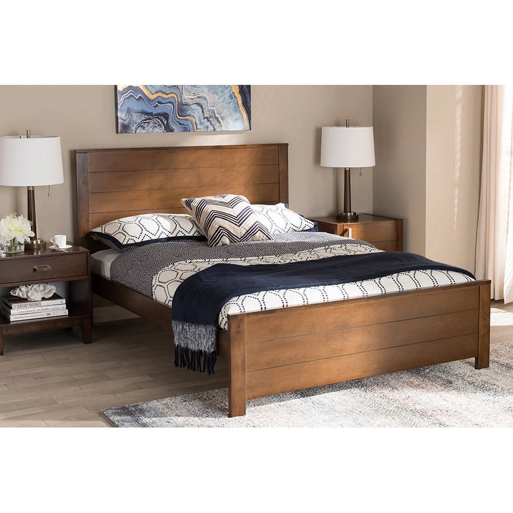 Brown-Finished Wood Twin Platform Bed K185