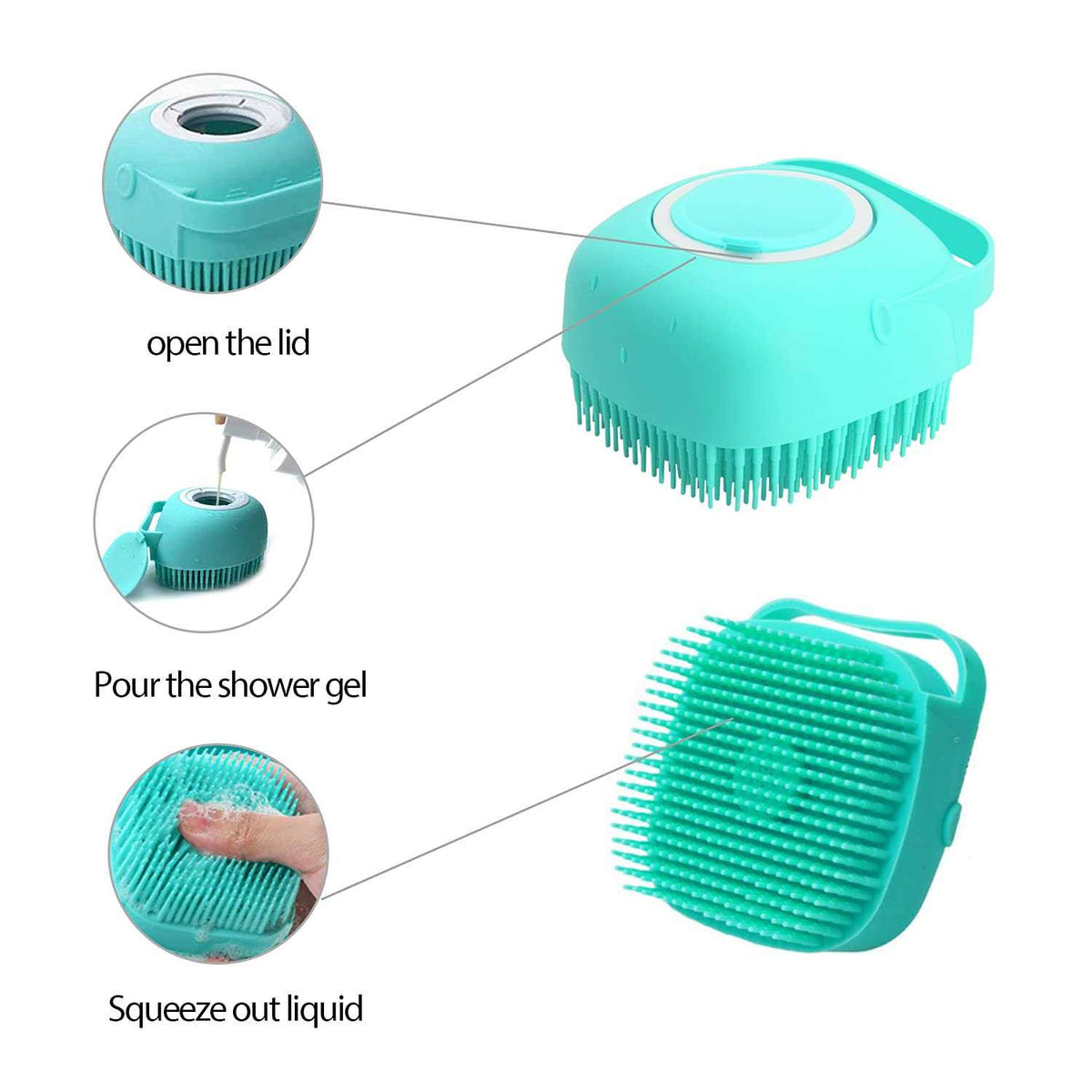 Pet Grooming Bath Massage Brush with Soap and Shampoo Dispenser K34804