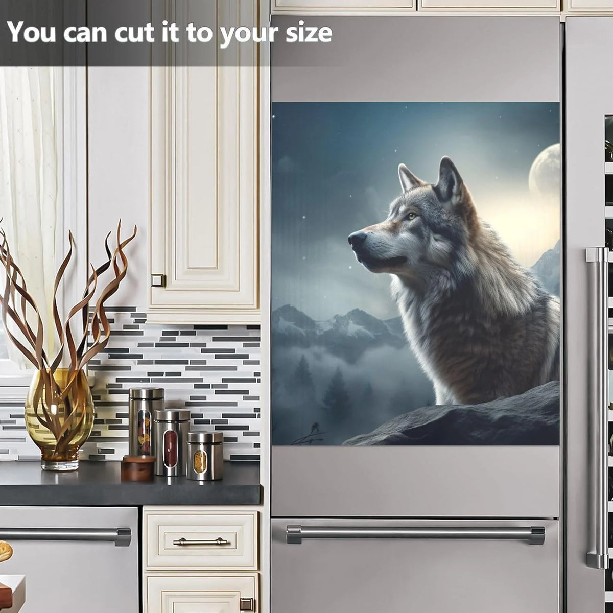 Magnetic Dishwasher Stickers Night Wolf Pattern 23in W x 26in H N700