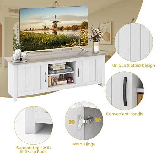 2 Doors TV Stand with Open Shelves and Cable Management Holes U532108