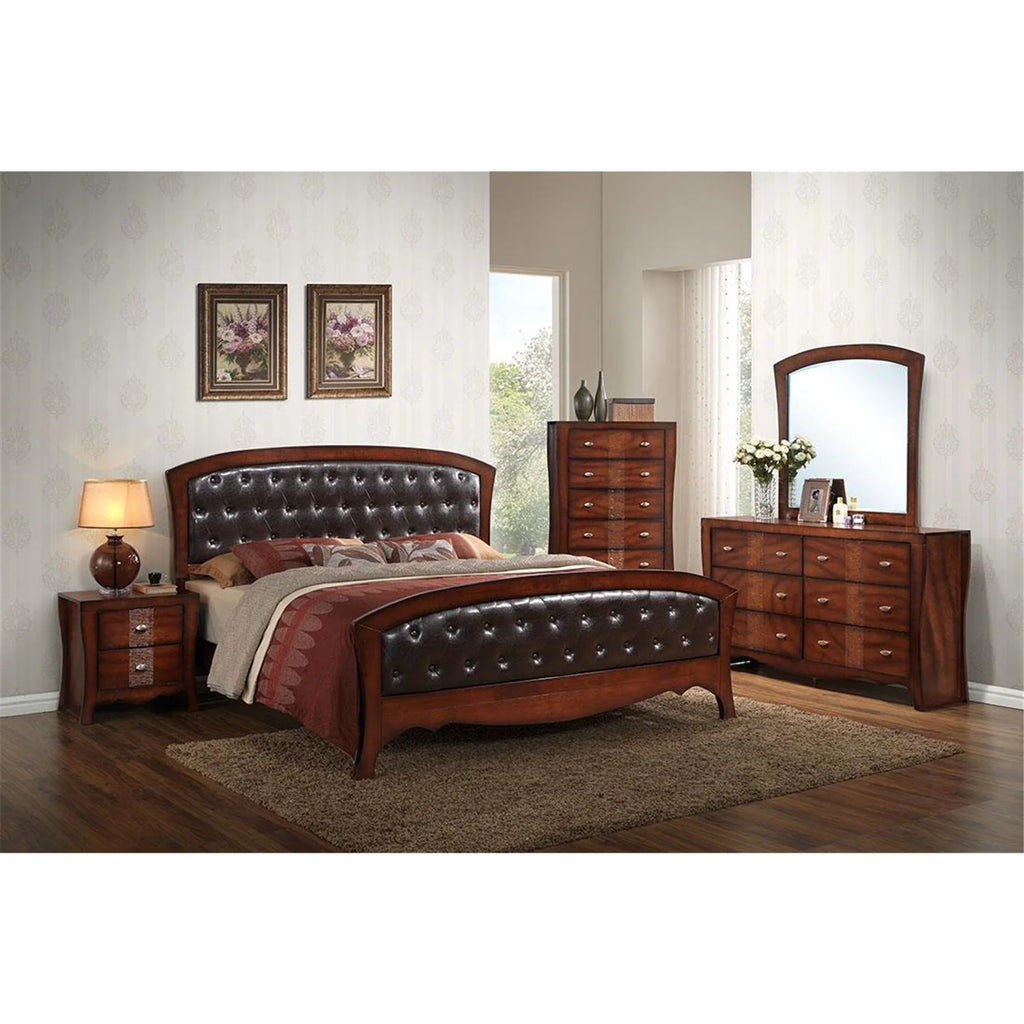 Dark Walnut 2 Drawer Nightstand with Chrome Knobs J5097