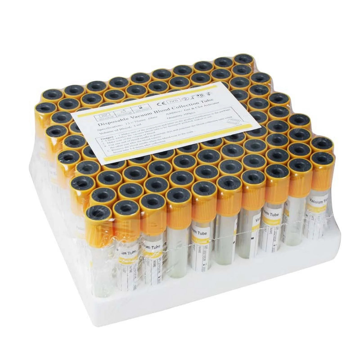100pcs Glass Vacuum Blood Collection Tubes 3mL G373