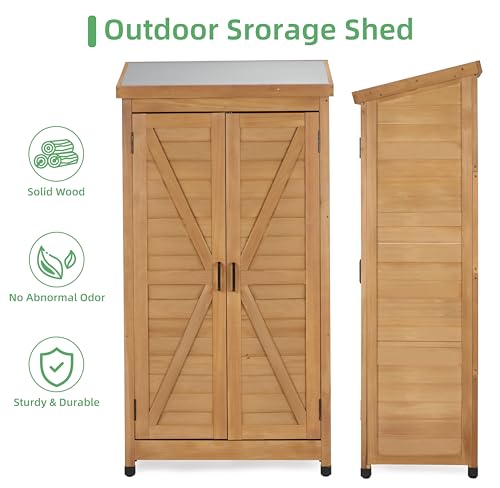 58''x30''x18'' Outdoor Wooden Storage Shed with Metal Top R345