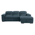 Blue Microfiber Sectional Sofa with Pull Out Bed T98448