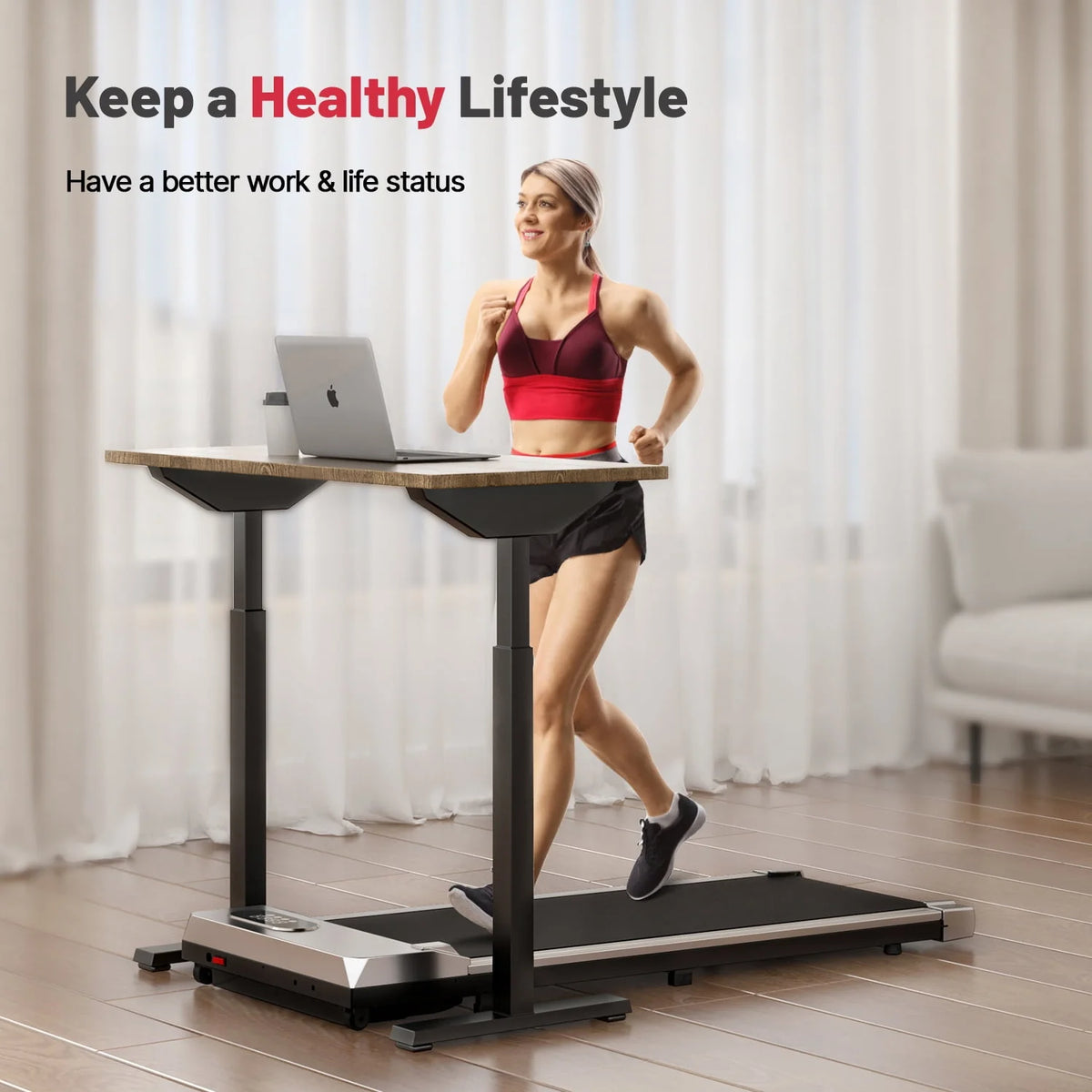 Under Desk Treadmill 265 Lb Capacity Black Q45048