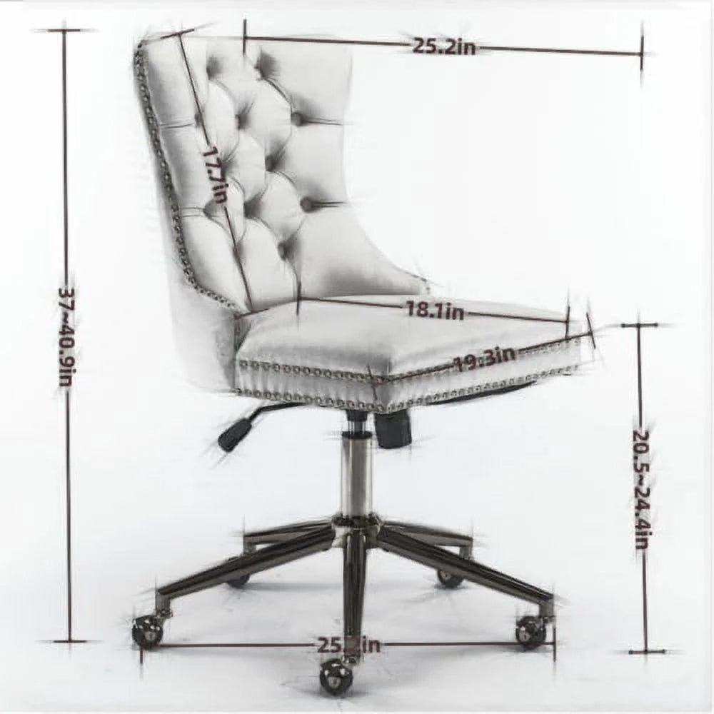 Velvet Upholstered Tufted Button Office Chair with Golden Metal Base L930