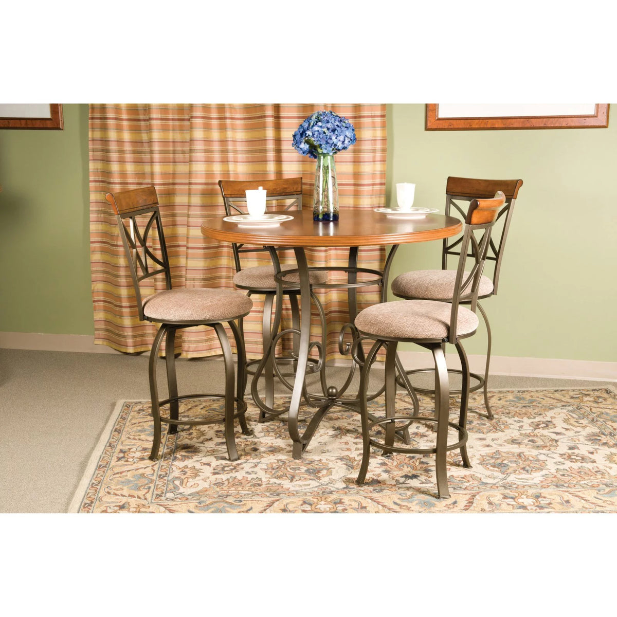 42" Wood and Metal Dining Table L719736