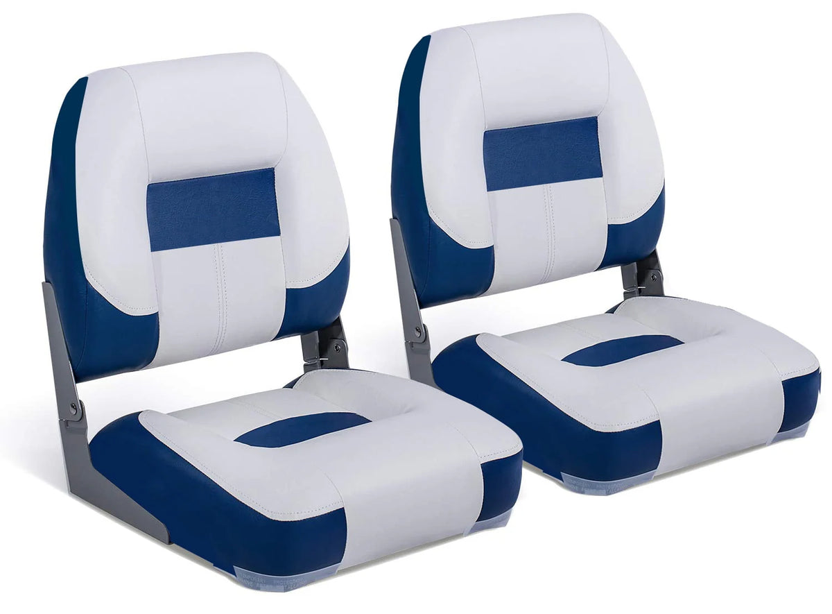 Folding Boat Seat White Charcoal 2 Seats T5238
