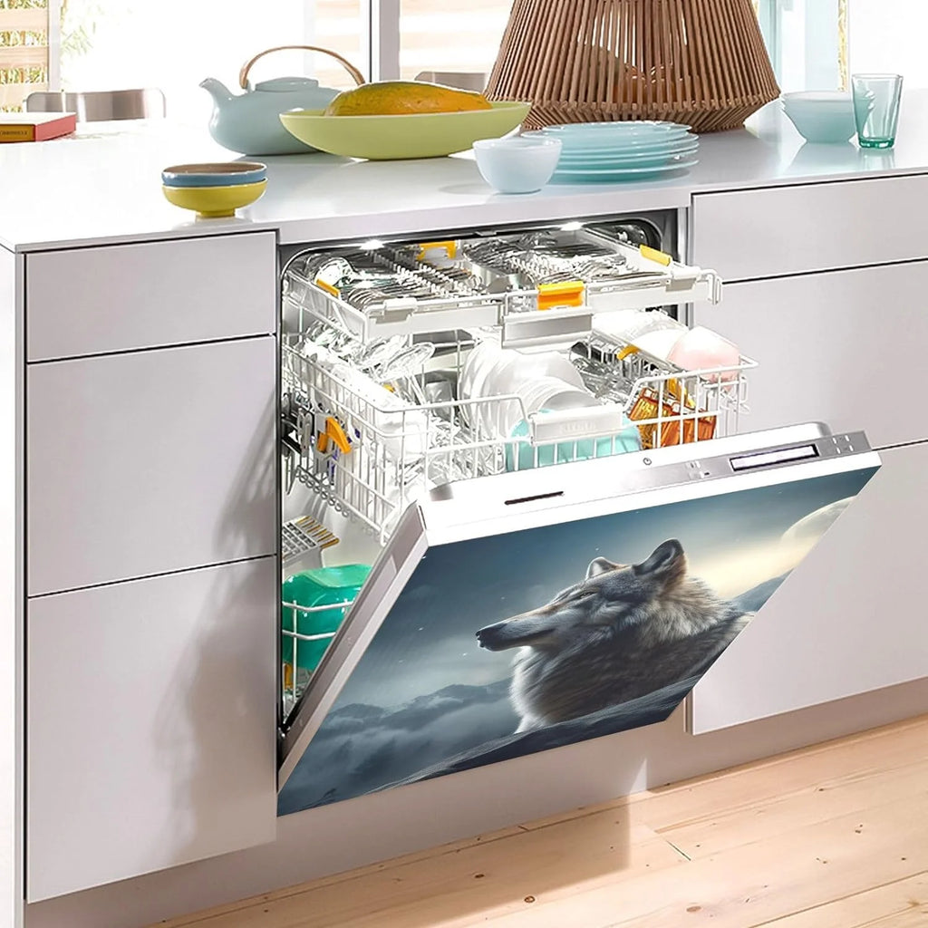 Magnetic Dishwasher Stickers Night Wolf Pattern 23in W x 26in H N700
