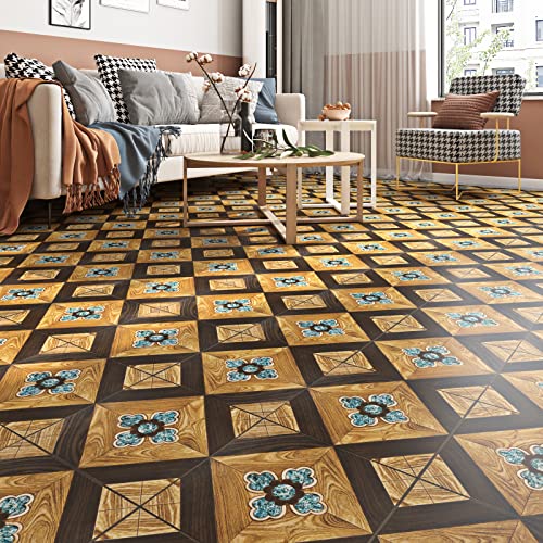 Brown Wood Peel and Stick Vinyl Floor Tile 12x12 in 15 Pack O7489