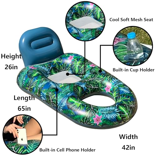 2 Pack Inflatable Pool Float Chairs with Cup Phone Holder B6078