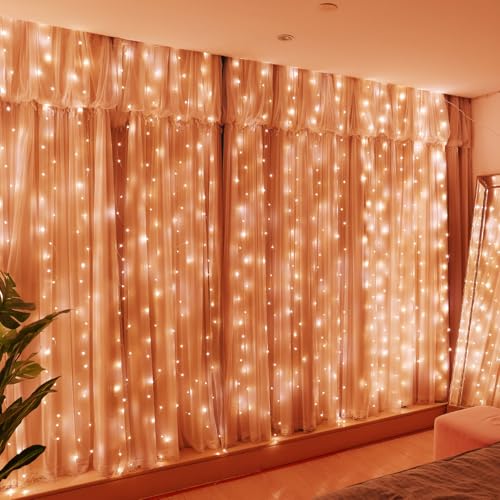 300LED Warm White Fairy Curtain Lights 2 Pack Z33498