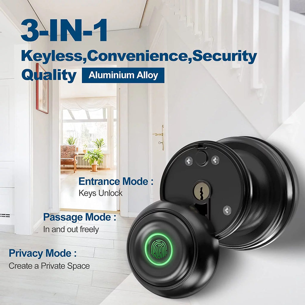 Smart Fingerprint Door Lock with App Control, Black Q743