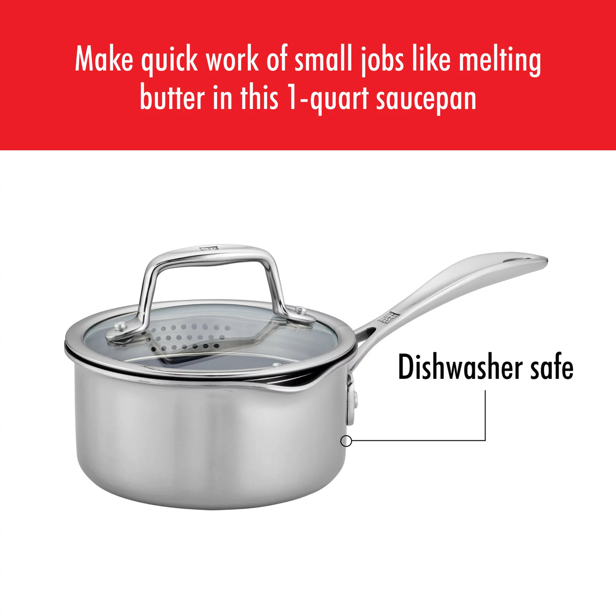 1-qt Stainless Steel Ceramic Nonstick Saucepan M9175