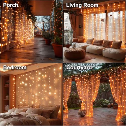 300LED Warm White Fairy Curtain Lights 2 Pack Z33498