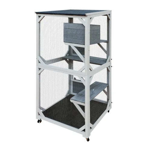 Wooden Outdoor Cat Enclosure with Wheels H431
