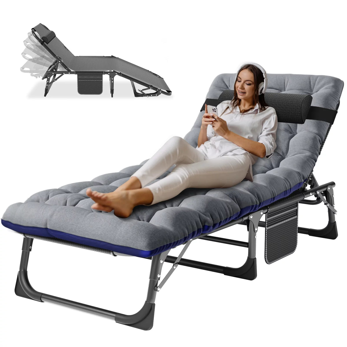 Folding Camping Cot with Mattress and Pillow D316