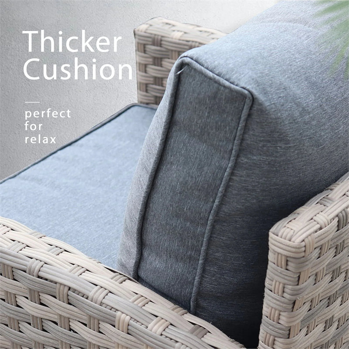 Light Brown Wicker Dining Table Set with Grey Cushion R843640