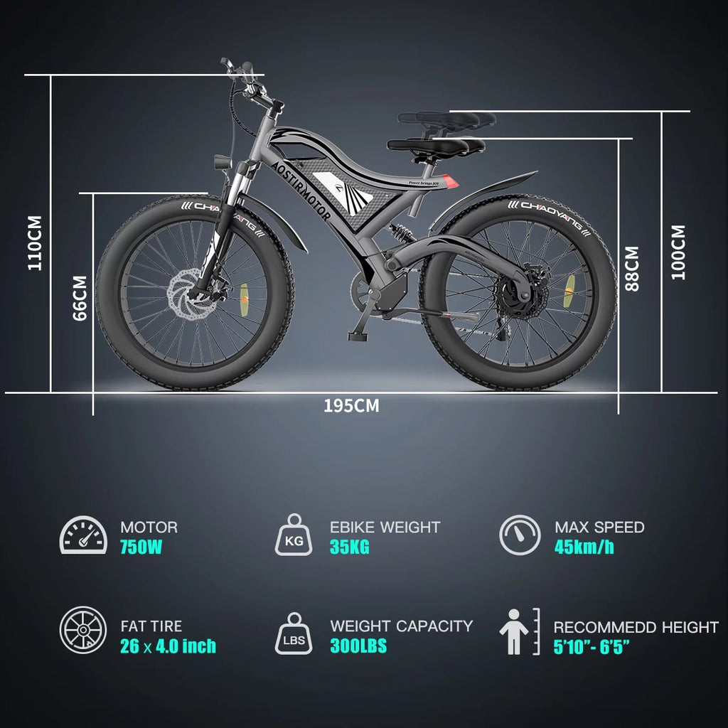 750W 48V 15Ah Fat Tire Electric Mountain Bike Y428