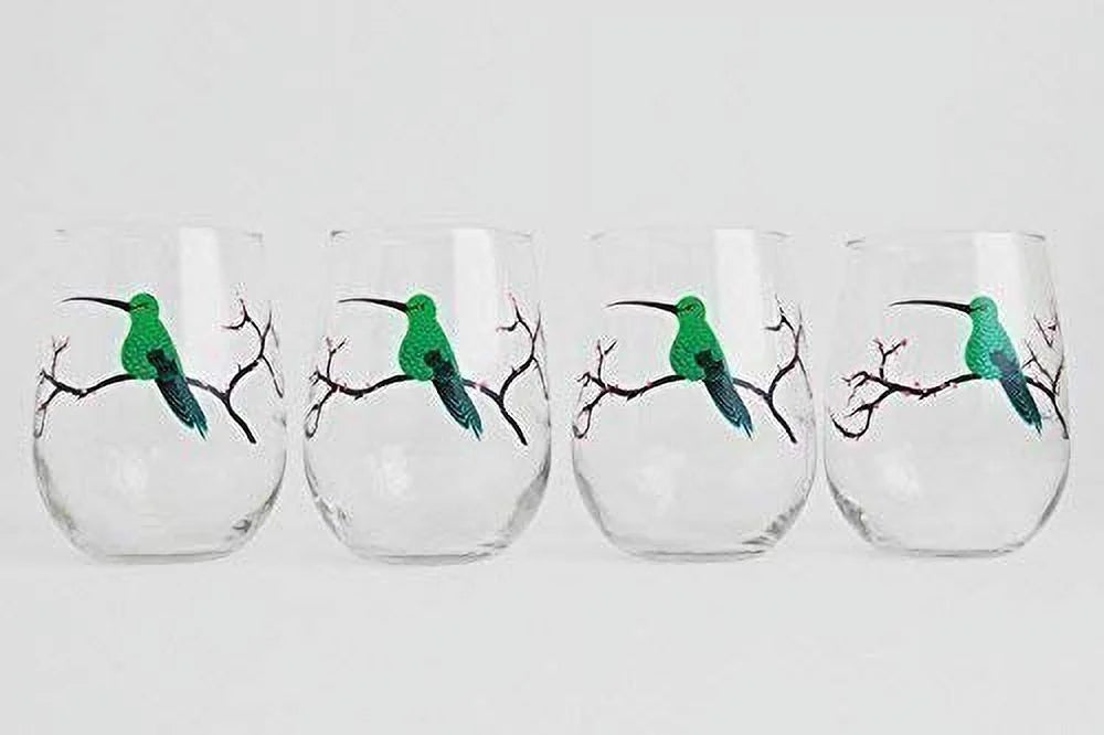 Set Of 4 Stemless Painted Glasses G985