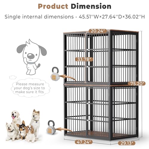 Large Breed Wooden Dog Crate Furniture with Removable Divider C146985