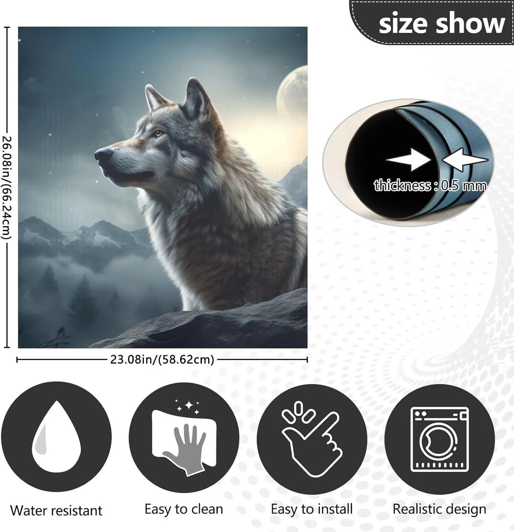 Magnetic Dishwasher Stickers Night Wolf Pattern 23in W x 26in H N700