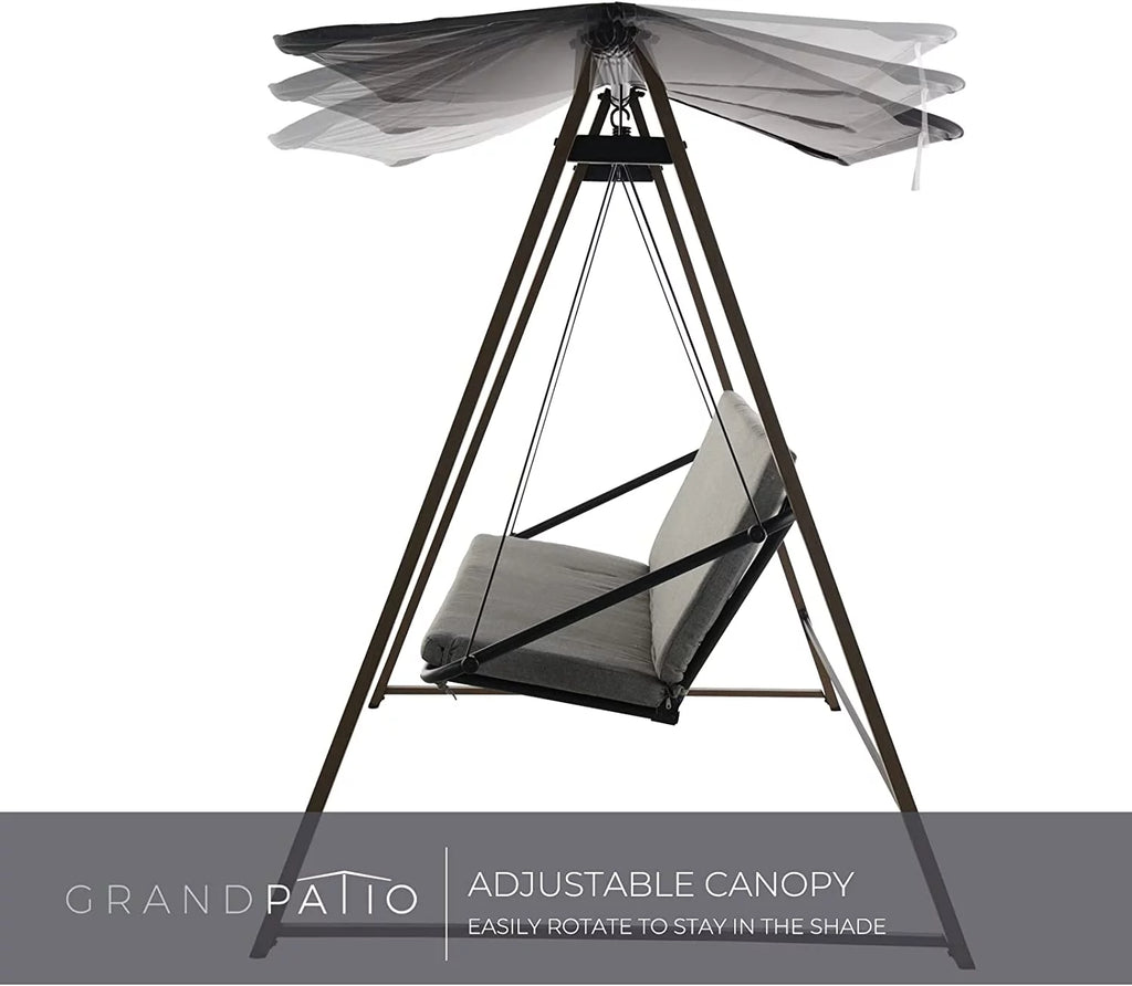 Gray 3-Seat Porch Swing with Stand P731