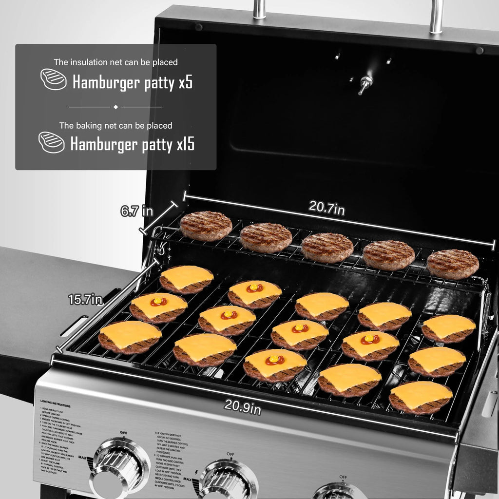 3 Burner Stainless Steel Propane Gas Grill W183