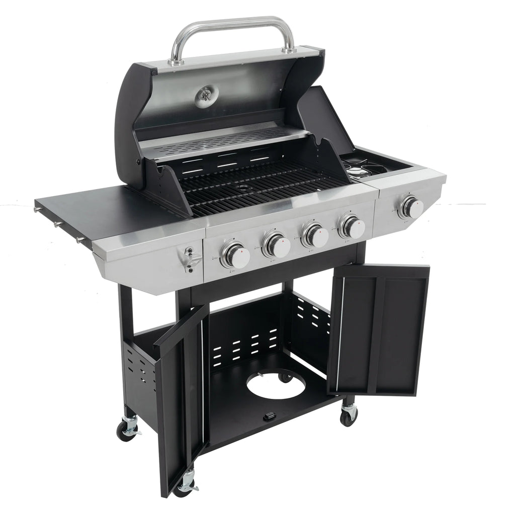 4 Burner Propane Gas Grill with Side Burner and Thermometer K95701