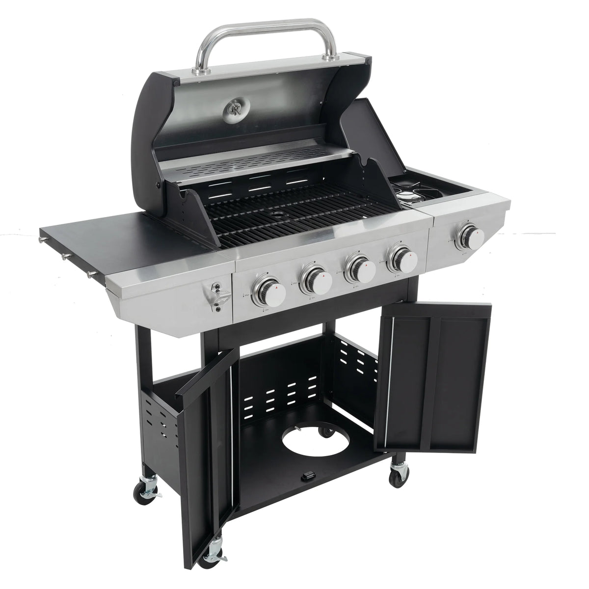 4 Burner Propane Gas Grill with Side Burner and Thermometer K95701