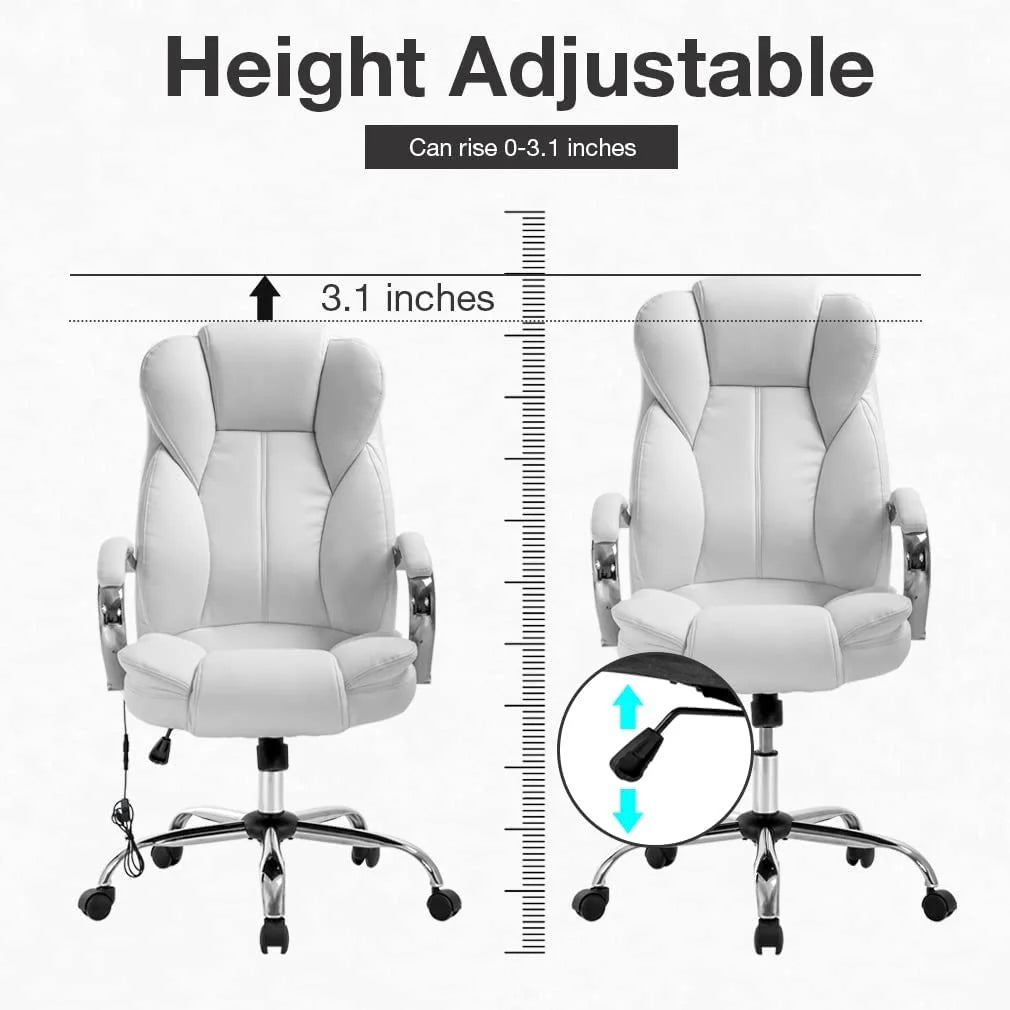 White High Back PU Leather Office Chair with Lumbar Support X2238