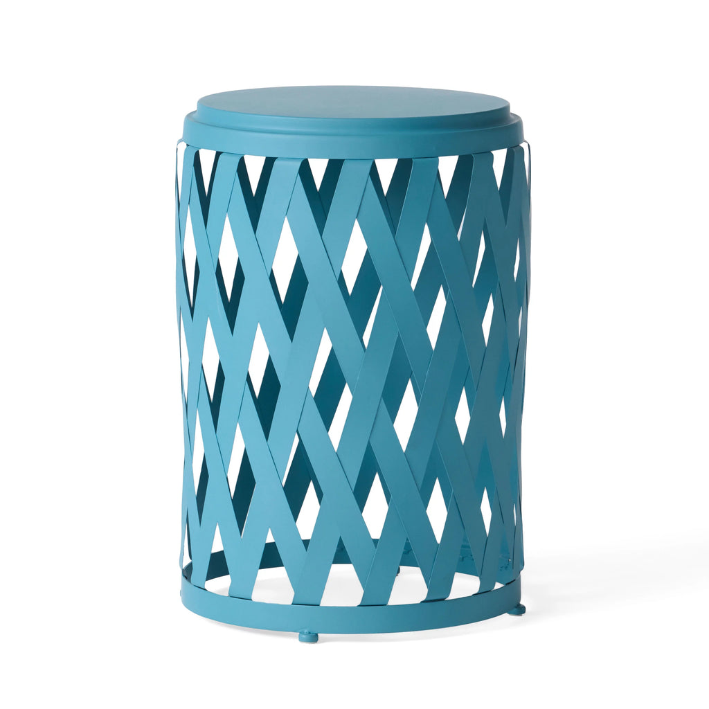 Matte Blue Iron Side Tables Set of 2 Q5251