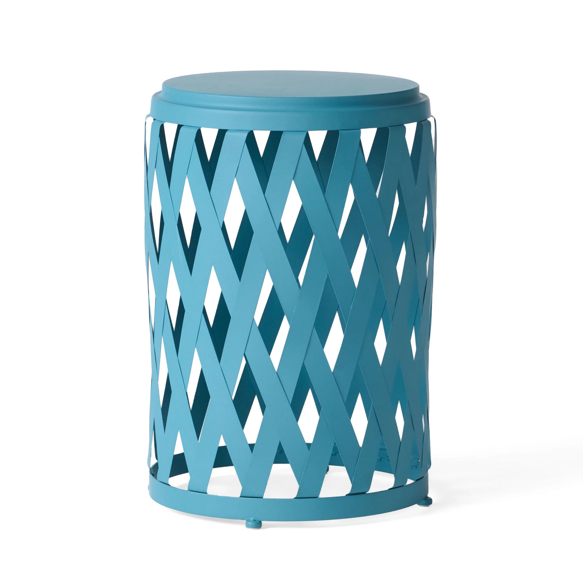Matte Blue Iron Side Tables Set of 2 Q5251