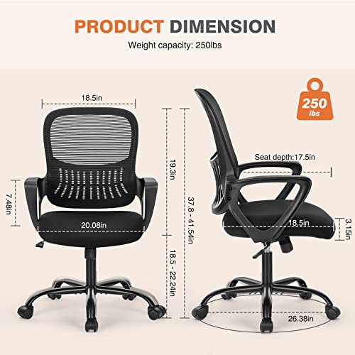 Black Ergonomic Mid-Back Mesh Swivel Office Chair Z3257