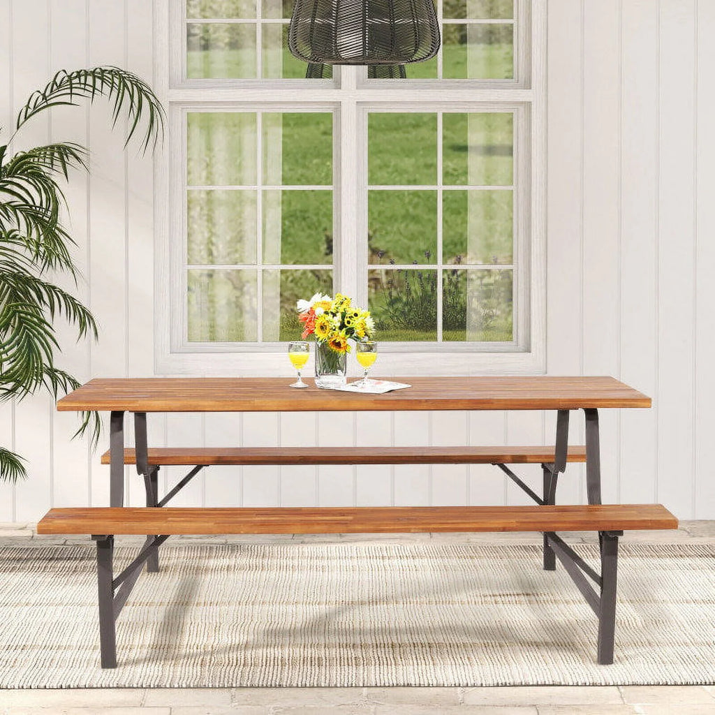 6-Person Outdoor Picnic Table and Bench Set M1778