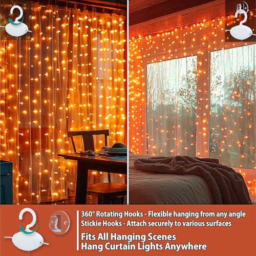 300LED Warm White Fairy Curtain Lights 2 Pack Z33498