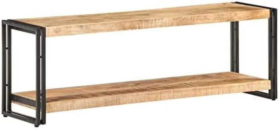 Rough Mango Wood TV Stand with Black Iron Frame C9151