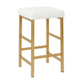 26" Gold Backless Stool in White M13387